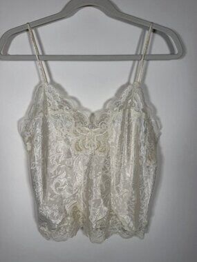 Vintage 90s Deena cream lace applique paisley camisole S coquette indie